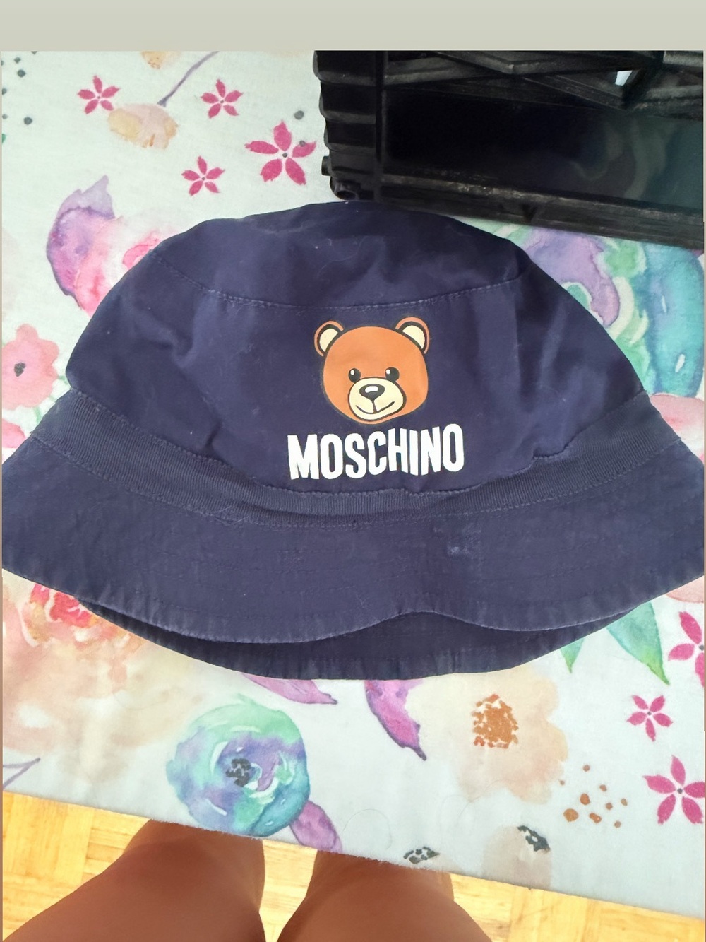 Moschino Navy Blue Teddy Bear Baby Bucket Hat